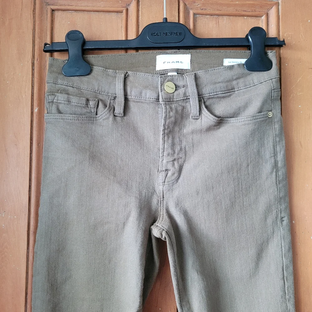 Frame le Skinny de Jeanne Jeans In Surplus Olive Green  size 27 - Picture 2 of 16